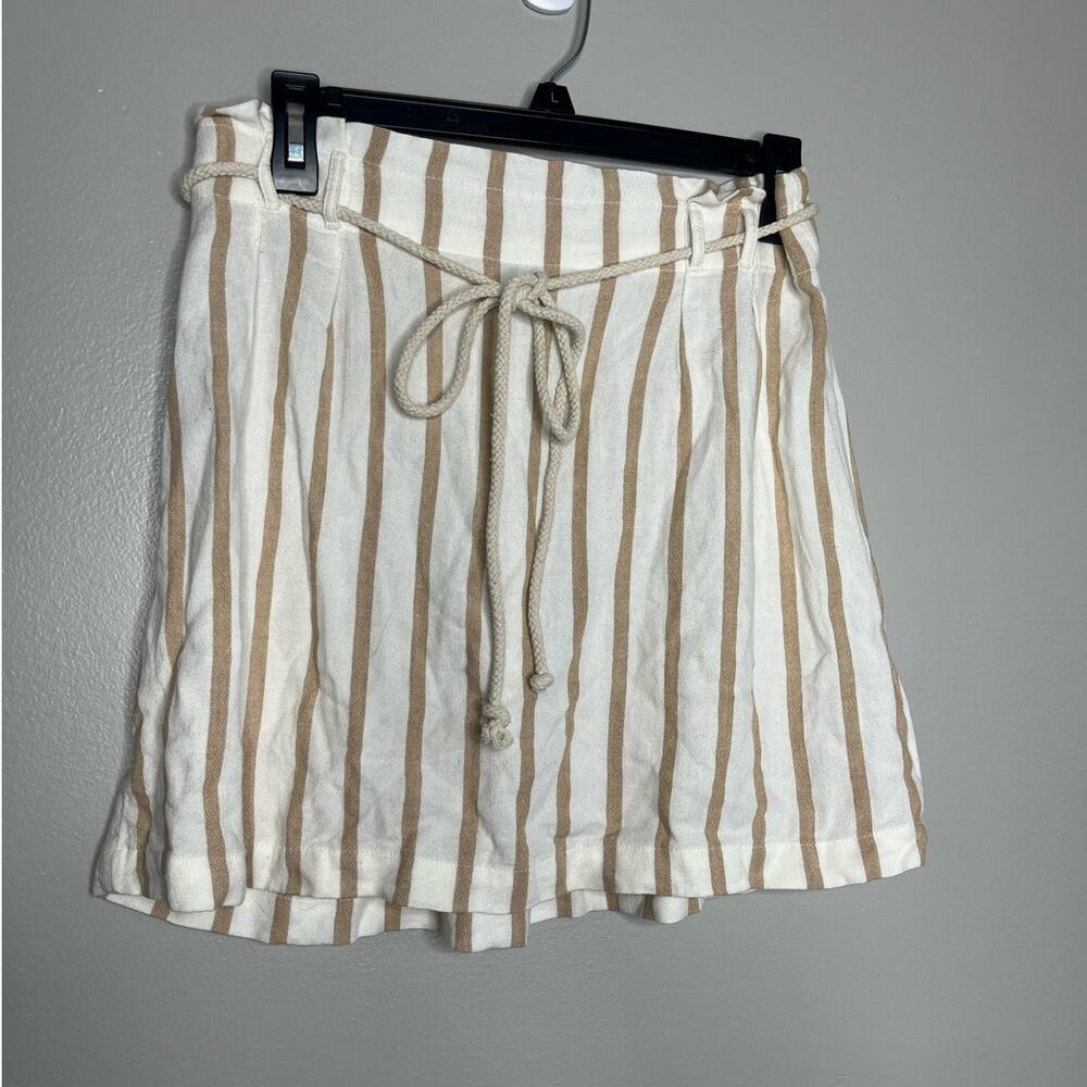 American Eagle Linen Blend Striped Mini Coastal Beachy Skirt Womens Size Medium